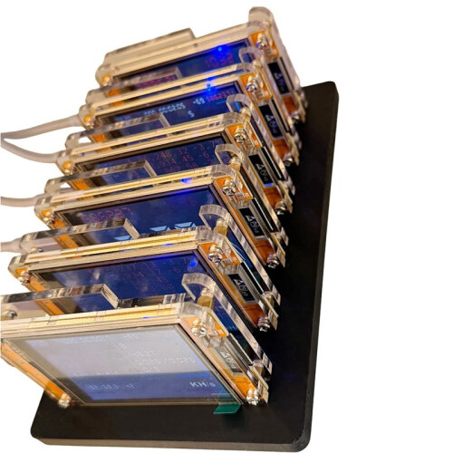 Miner NerdMiner NMMiner de 6000KH/S com Suporte para 6 Slots, para Mineração de Bitcoin e Criptomoedas em Casa, com Tela de 2,8 Polegadas e Taxa de 2