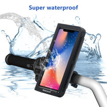 Motorcycle Phone Mount Waterproof, Bike Phone Mount with Handlebar Mount Base & Touch-Screen, 360 Rotation Phone Holder
