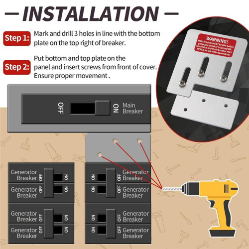 Generator Interlock Generator Control Link Hardware Breaker Panel  150 or 200A Breaker Box 1