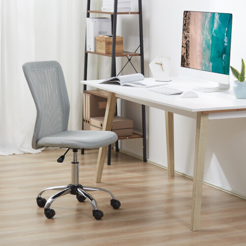 Vinsetto Vinsetto Armless Office Chair with Adjustable Height Mesh Back Wheels Grey