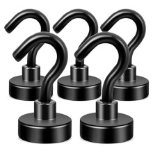 Ganci Magnetici, Magneti Terrestri Resistenti da 27 Libbre con Gancio per Frigorifero, Gancio da Crociera per Appendere, (Nero, Confezione da 5)