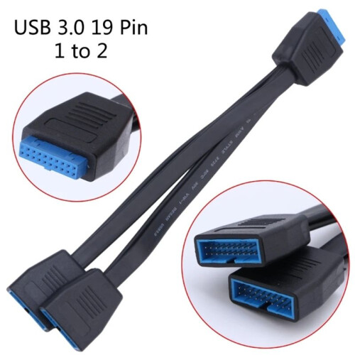 USB 3.0 Header Extension Cable 19/20 Pin 1 to 2 Y Splitter Internal Extension Adapter 20cm for Computer Motherboard 2