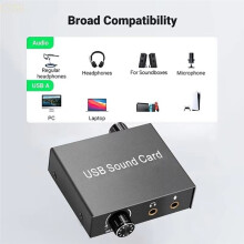 USB Sound Card for Laptop Earphone Microphone Sound Card USB External Sound Card Support 3.5mm Type C Charging Port