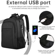 Stor Reseryggsäck för Laptop, Stöldskyddad, Smal, Robust 18-Tums Laptopväska med USB-Laddningsport