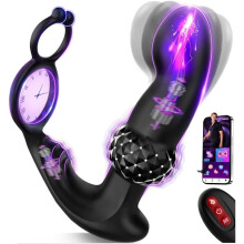 Prostate Massager AI Sync Male Sex Toys, Expanding Anal Plug Beads & 60 Finger-Thrust Motion, Butt Plug with 7 Tapping & Vibrating Modes Anal Toy
