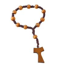 Chapelet élégant en bois de 8mm, perles avec croix pour la
