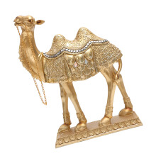 Standing Camels Sculpture with Saddles Blanket, Resins-large