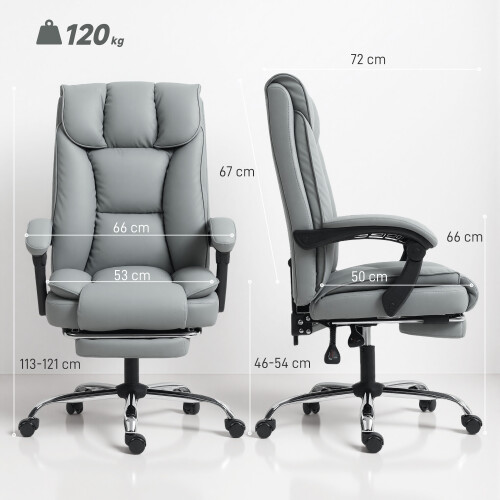 Homcom HOMCOM Pet-Friendly Leather Recliner Computer Chair with Footrest, Grey 2