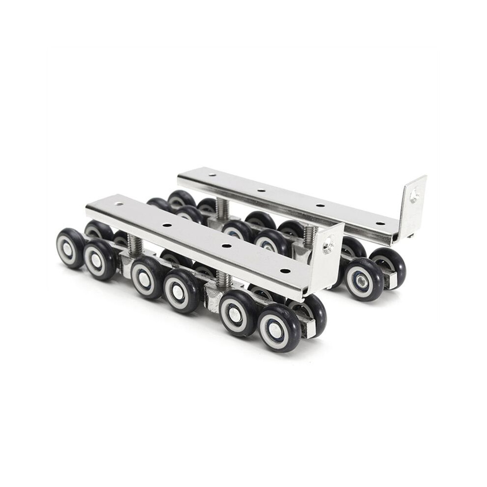 2Pcs Door Wheels Roller 12 Wheels Hangers Roller Furniture Cold Rolled Steel Sliding Door Closet Hardware Mute Kit 6033286357180
