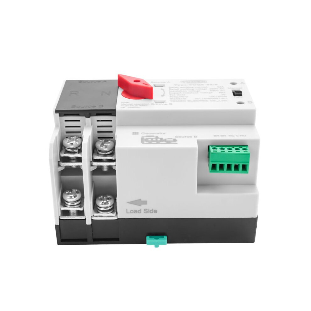 Tomzn Din Rail 2P Ats Dual Power Automatic Transfer Electrical Selector Switches Uninterrupted Power 63A 4711085118332