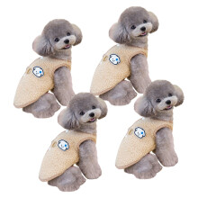 4pack Dog Fleece Vests Pack Warm Protective Back-Khaki M