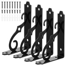 4er-Pack Dekorative Regalhalterungen, 5 Zoll Schwarze Regalhalterungen mit Schrauben, L-Förmige, Robuste Metallhalterung Zur Wandmontage