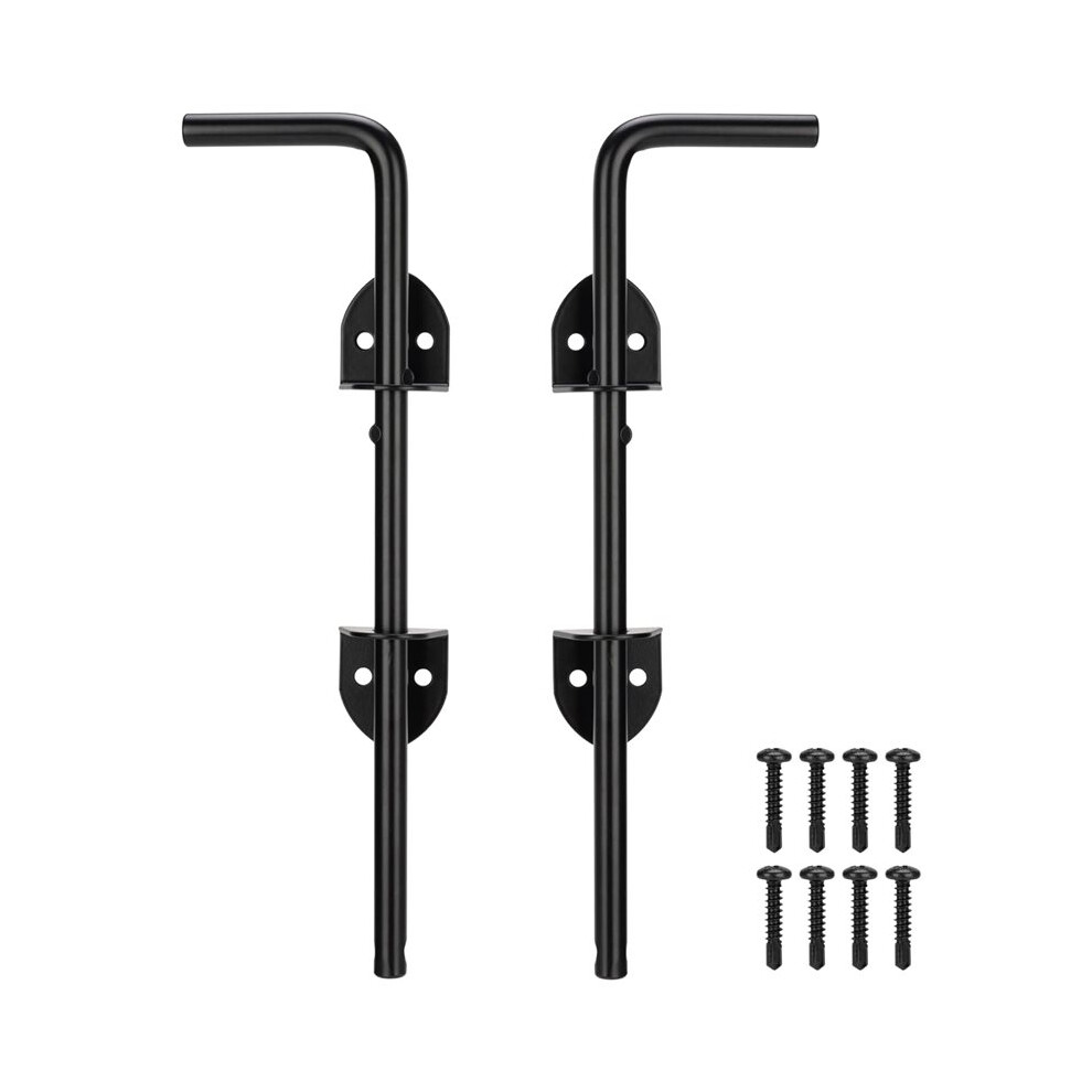 12Inch Heavy Duty Cane Bolt Gate Drop Rod Hardware Ground For Wood Pvc Vinyl Metal Fences Gates, Double Doors 2Pcs 6033335287017