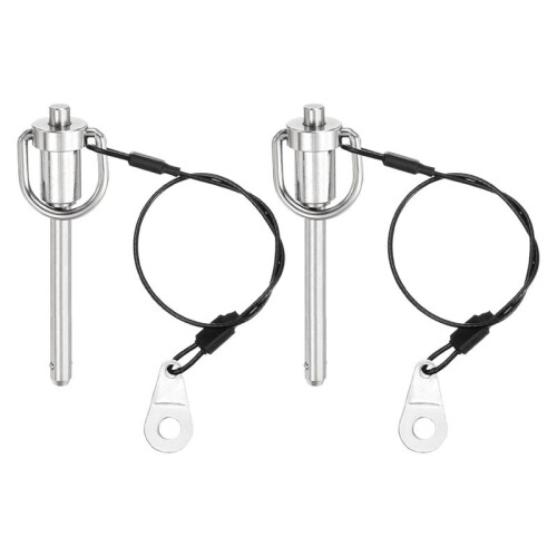 2Pcs Quick Release Pin, 6x50mm(Dia.X L) Push-Button  Locking Pin Stainless Steel Ring Handle Locking Pin with Wire