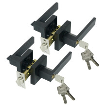 2X Maniglia per Porta Maniglia per Porta Blocco Canale Quadrato Privacy Maschera Camera Da Letto Interna Bagno Bagno A Tre Barre Sferica Lock-Nero