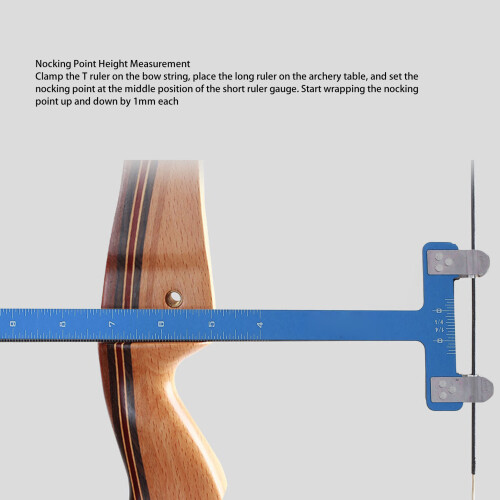 T Shaped Stainless Steel Bow Square Archery String Ruler Blue 2