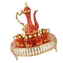 Retro Turkse koffiepotset Theefles Theeservies met-Rood