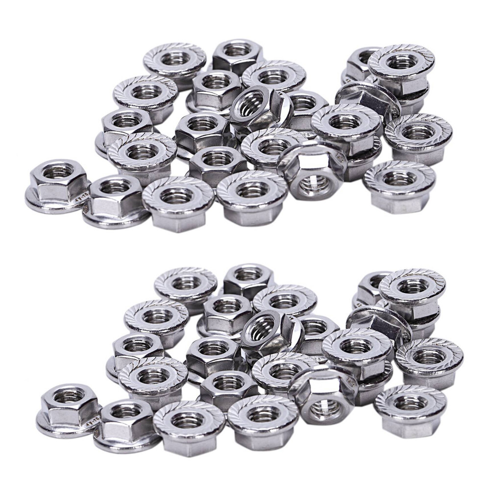 50 Pcs 304 Stainless Steel Serrated Flange Metric Hex Lock Nuts M6 4711256703657