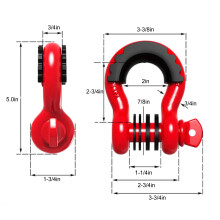 Abschlepp Schäkel D-Ring 3/4 Zoll 2,7t rot 2x