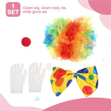 Clown Costume Clown Wig Clown Nose Accessories Bow Tie White Gloves for Women Men Adults Carnival Party