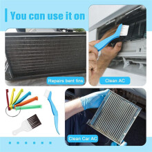 5 in 1 Set Air Conditioner Condenser Fin Comb, Coil Cleaner Stainless Steel Fin Comb, Evaporator Cleaning Whisk Brush