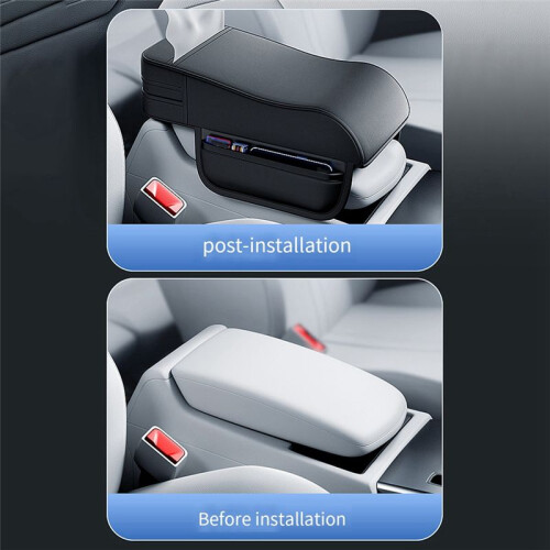 Car Armrest Box Height Pad Universal Central Elbow Rest Support Leather Auto Armrest Cover with Tissue Holder 2