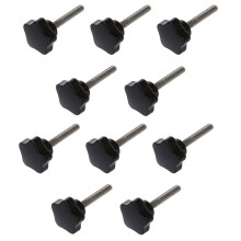 10pcs M8 x 50mm Thread Replacement Star Hand Knob Tightening Screw Black Silver Tone