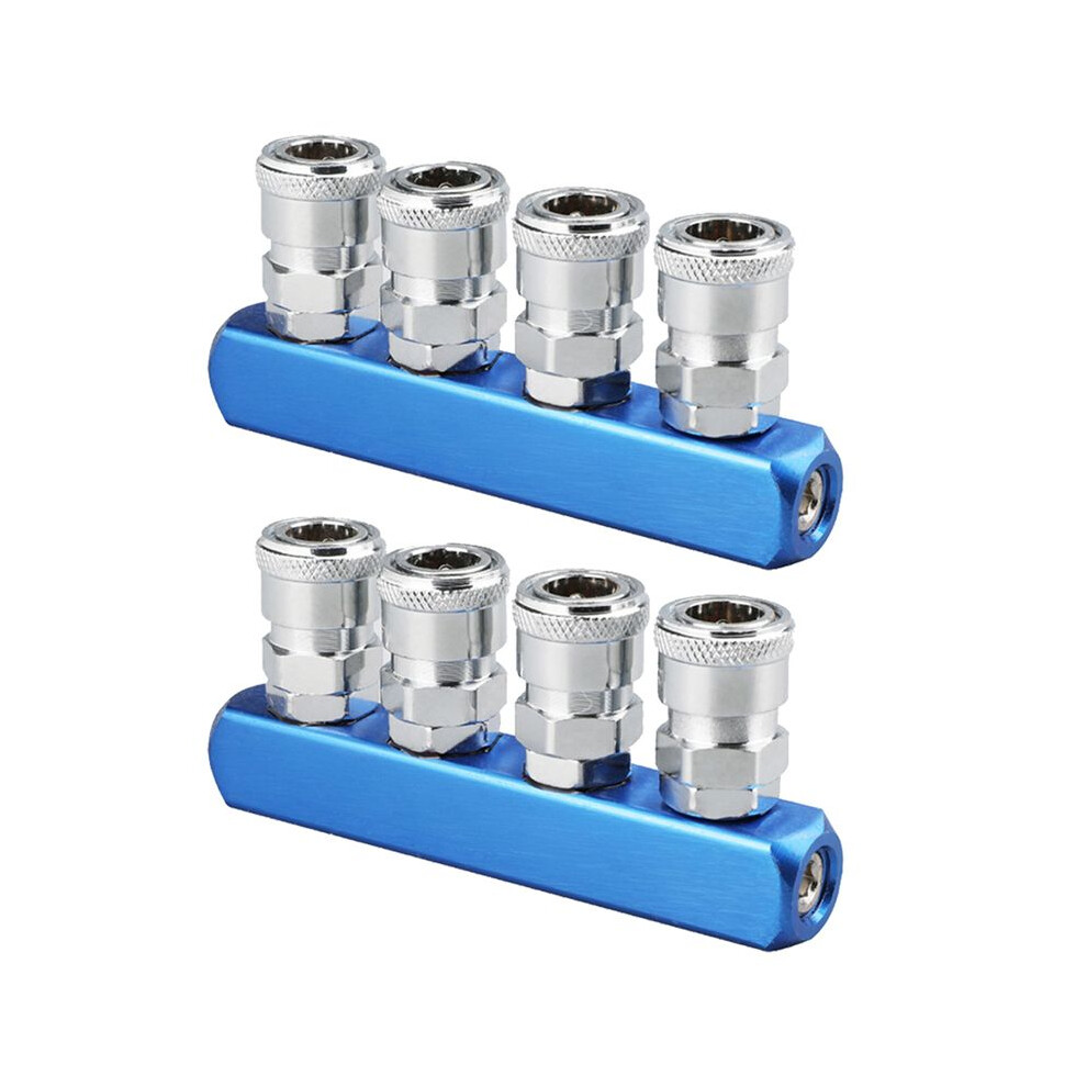 2X Pneumatic Distributor 4 Way Air Hose Quick Connect Coupling Tool 1/4 Bsp Thread 4713515661098