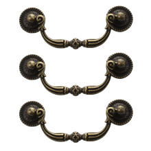3X Antique Brass Cabinet Door Drawer Handles 100 mm