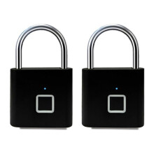 2X Fingerprint Lock Electronic Lock Electronic Fingerprint Lock Padlock Outdoor Waterproof and Rust-Proof Black