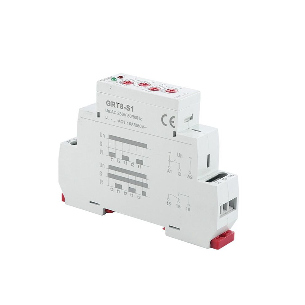 Geya Grt8-S Asymmetric Cycle Timer Relay Spdt 16A Electronic Repeat Relay, Grt8-S1 Ac230v Light 6033216004092