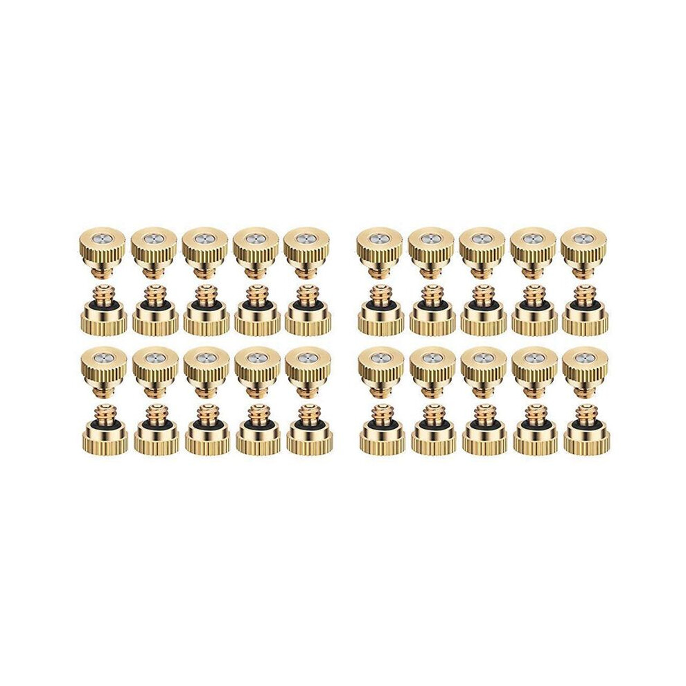40 Pack Brass Misting Nozzles Tees, Dust Control Mist Nozzle Sprinkler For Outdoor Cooling System 0.3 Mm 6132795482601