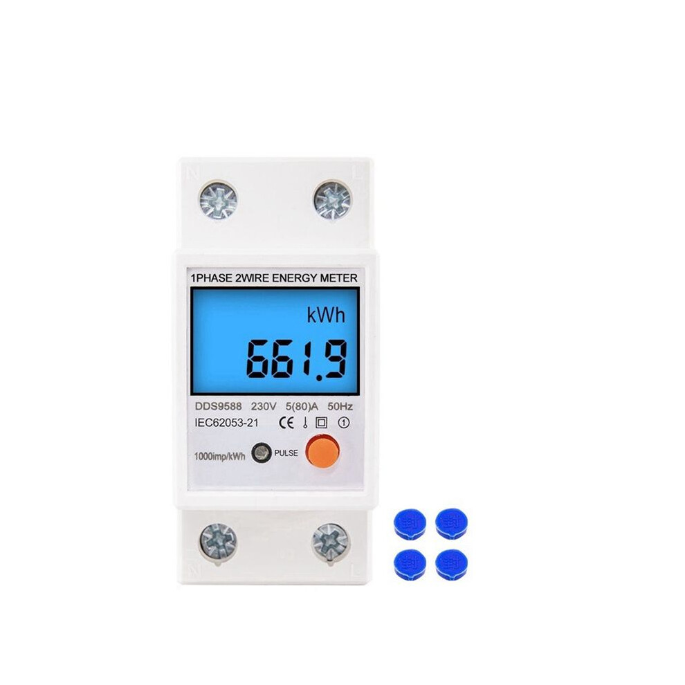 230V Ac Din Rail Single Phase Reset Zero Meter Kwh Voltage Current Power Consumption Counter Wattmeter 4713328553979