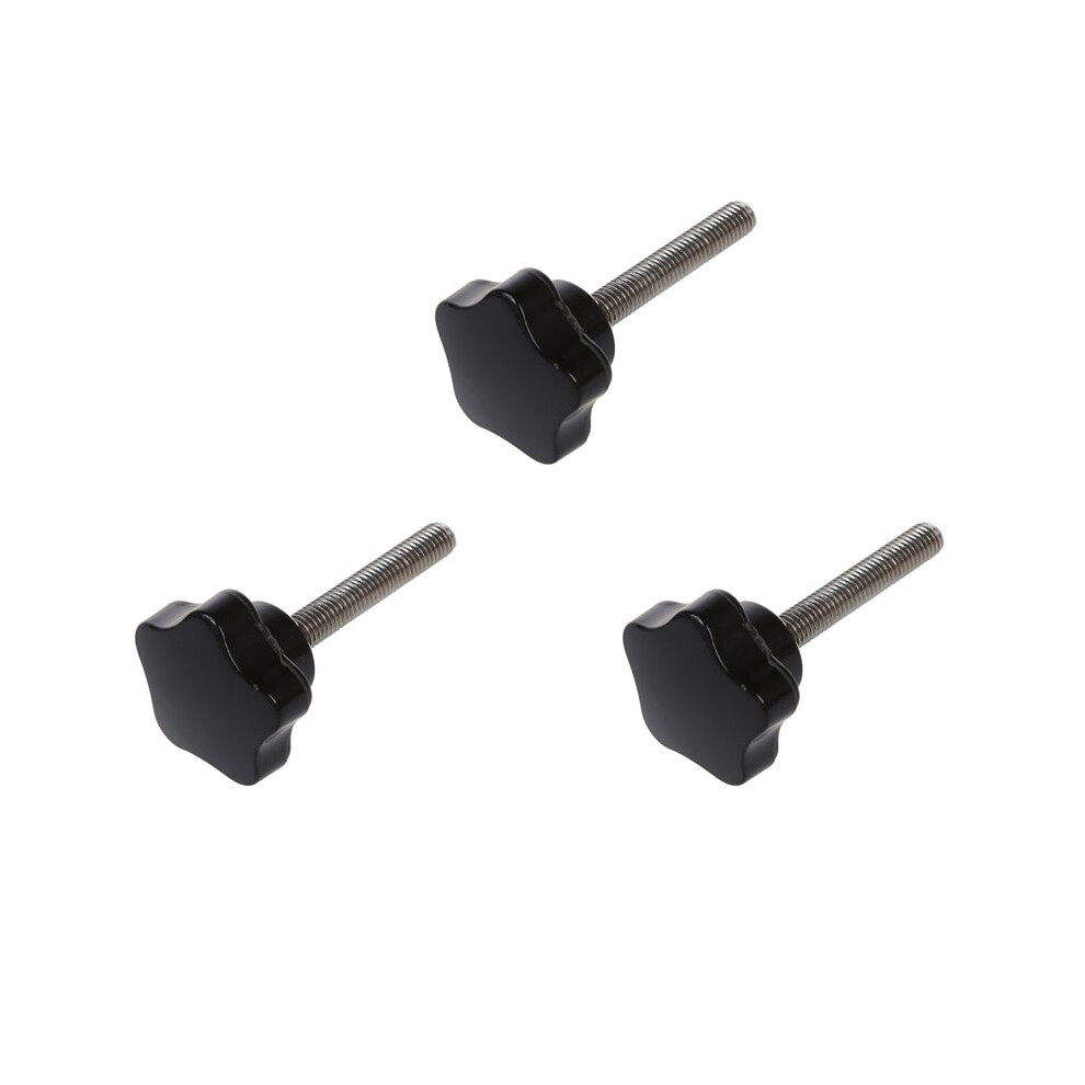 3X, M8 X 50Mm Thread Replacement Star Hand Knob Tightening Screw Black Silver Tone 6033692594001