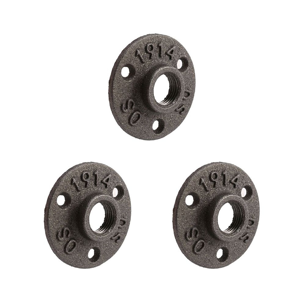 3Pcs 1/2 Inch Black Cast Iron Pipe Fittings Floor Flange Bsp Threaded 4711675945829