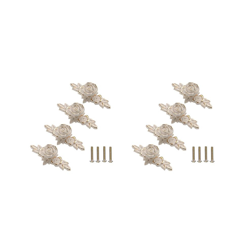 8 Pcs Euro Roses Cabinet Knobs With Backplate, Flower Drawer Pull Handles For Dresser Vanity Nightstand Cupboard 6034116850017