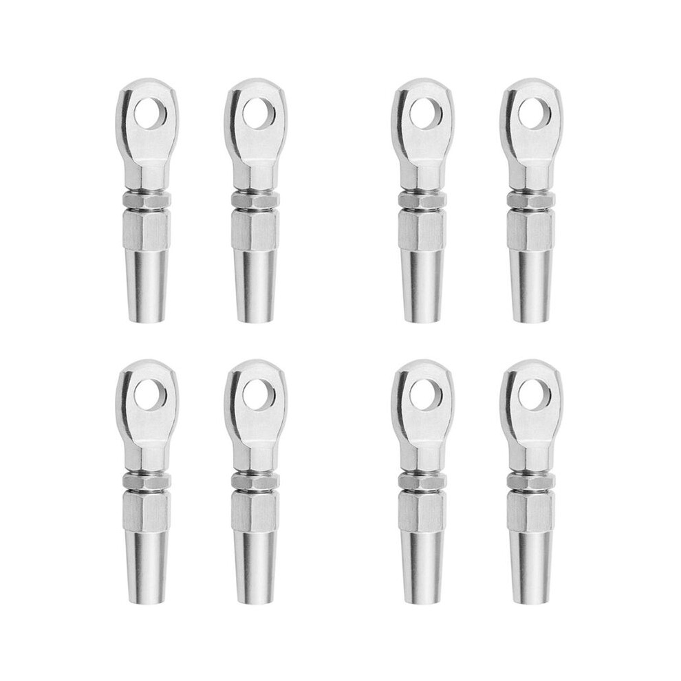 8Pcs Marine Grade 316 Stainless Steel Swageless Eye Terminal Wire Cable Rope Diy Fitting Rigging Hardware Balustrade Kit 4713920612036