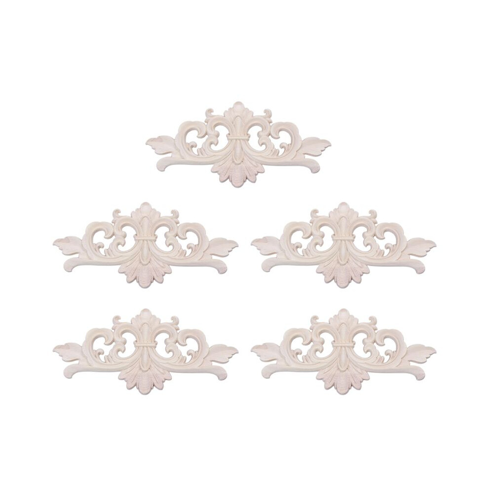 5Pcs 22 X 10 Cm Wood Carved Corner Onlay Applique Decor Furniture Unpainted 6031002512271