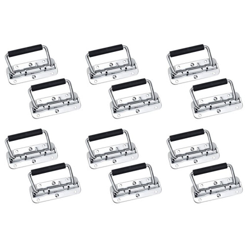 12Pcs 304 Stainless Steel Spring Handle Prop Box Tool Aluminum Box Handle Activity Handle Folding Industrial Handle