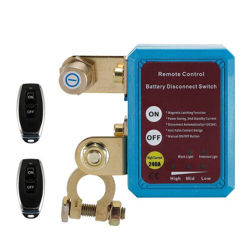 Remote Battery Disconnect Switch 12V/24V 240A Digital Display Blue