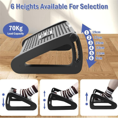 Office Foot Rest, Foot Stool Removable Massage Roller Portable, Ergonomic Desk Footrest Black 2