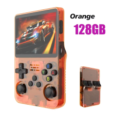(TR Orange 128G) R36S Retro Handheld-Videospielkonsole ARKOS System 3,5-Zoll-IPS-Bildschirm Klassischer tragbarer Taschenvideoplayer 128G