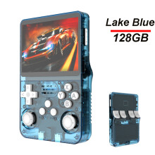 (Seeblau 128G) R36S Retro Handheld-Videospielkonsole ARKOS System 3,5-Zoll-IPS-Bildschirm Klassischer tragbarer Taschenvideoplayer 128G
