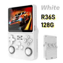 (Vollweiß 128G) R36S Retro Handheld-Videospielkonsole ARKOS System 3,5-Zoll-IPS-Bildschirm Klassischer tragbarer Taschenvideoplayer 128G