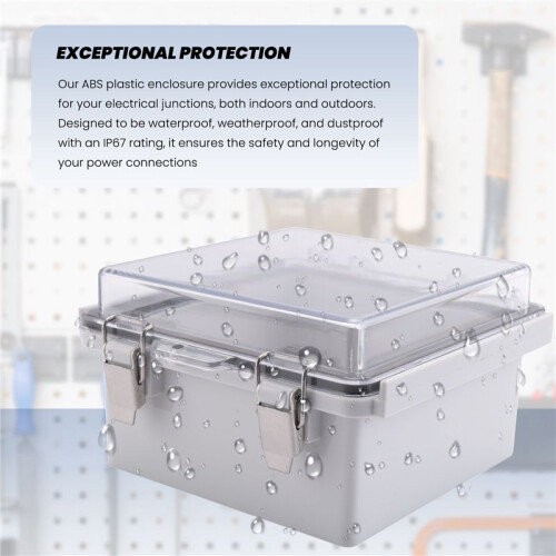 Waterproof Outdoor Project ABS Plastic Junction Box  Dustproof Enclosure with Hinged Cover, Mounting Plate 2