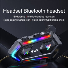 5.0 Motorcycle Helmet Headset Headphone Wireless Interphone Hands-Free Stereo RGB Colorful Lights Earphone