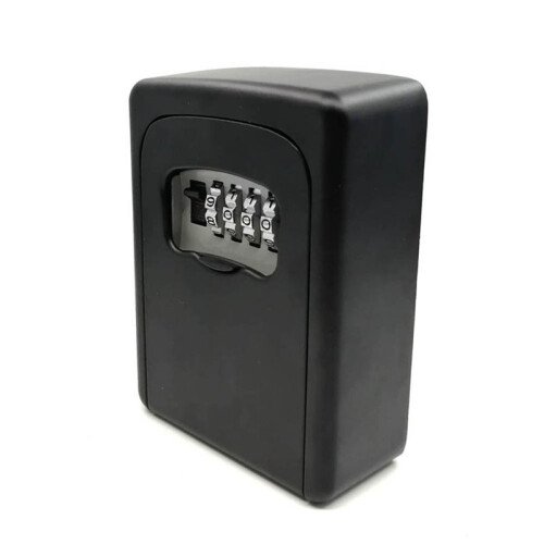 Wall Mount Key Lock Box,4 Position Outdoor Combination Lock Box, House Keys, Key Safe Secure Storage Lock Box,Black 2