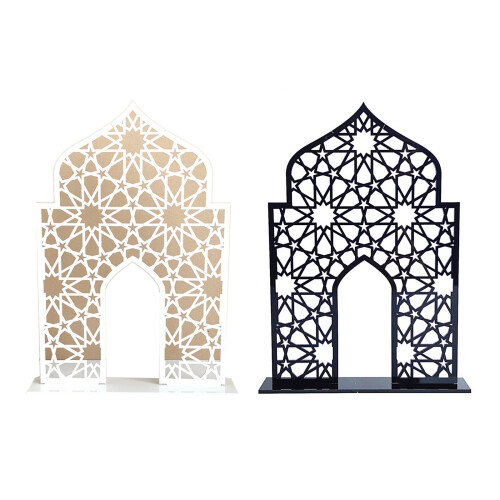 Eid Mubarak Mosque Shape Acrylic DIY Table Ornament-White M 1