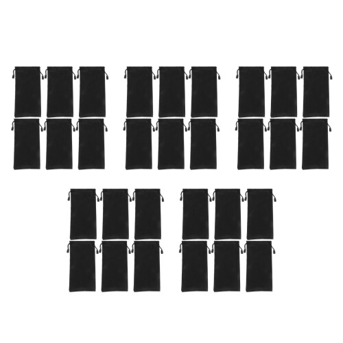 50Pcs Soft Black Polyester Eyeglass Cases Sunglasses Storage Bags 2