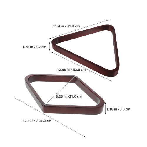 2Pcs Portable Wooden Pool Triangle Rack Dark Red Sturdy Billiard Frame 1